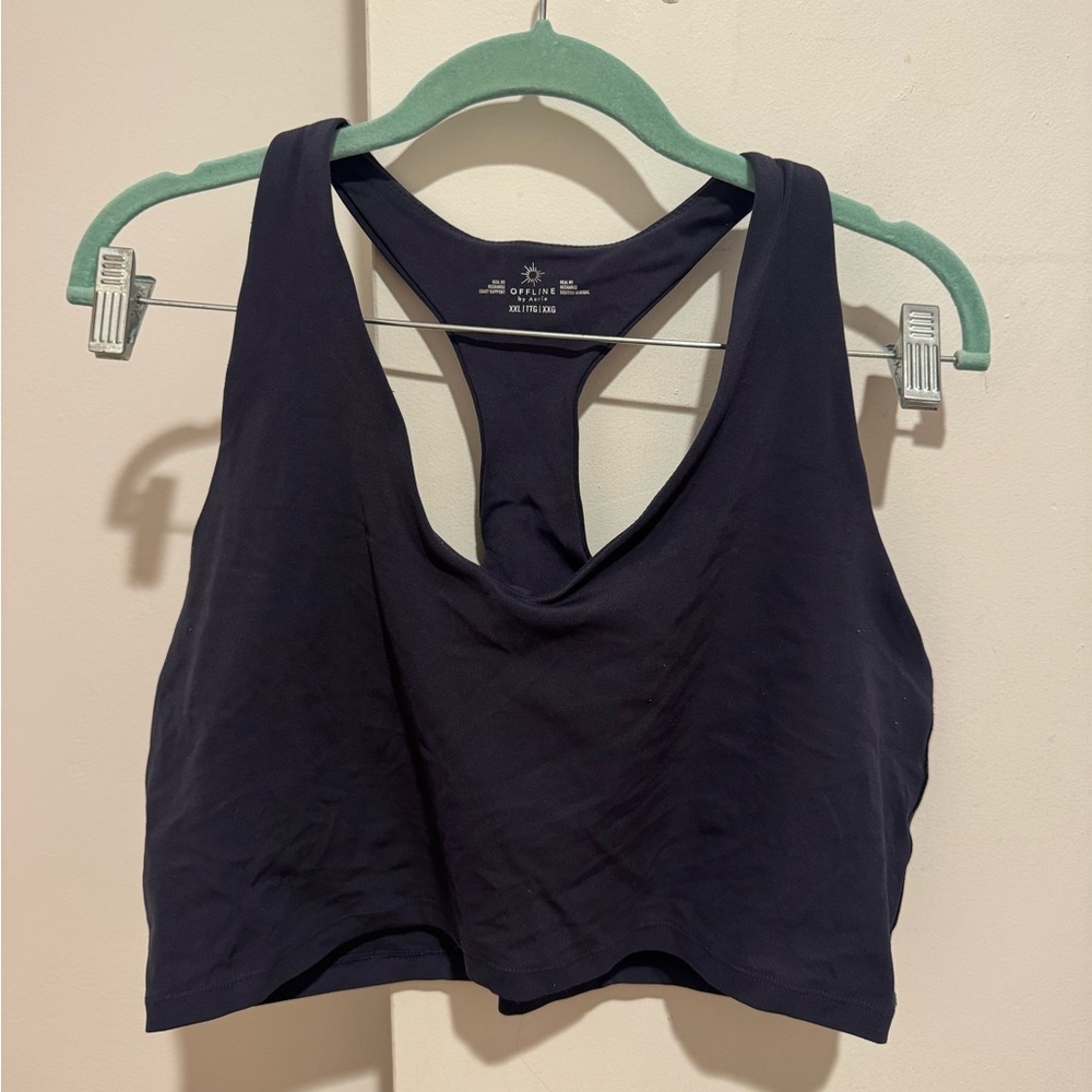 OFFLINE by Aerie Lowkey Racerback Sports Bra - Steel Blue